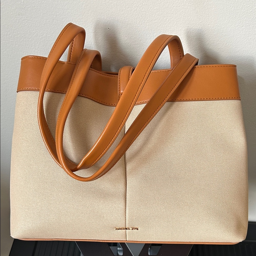 Rachel Zoe Canvas/Leather Three Compartment Tote Bag - Picture 3 of 6